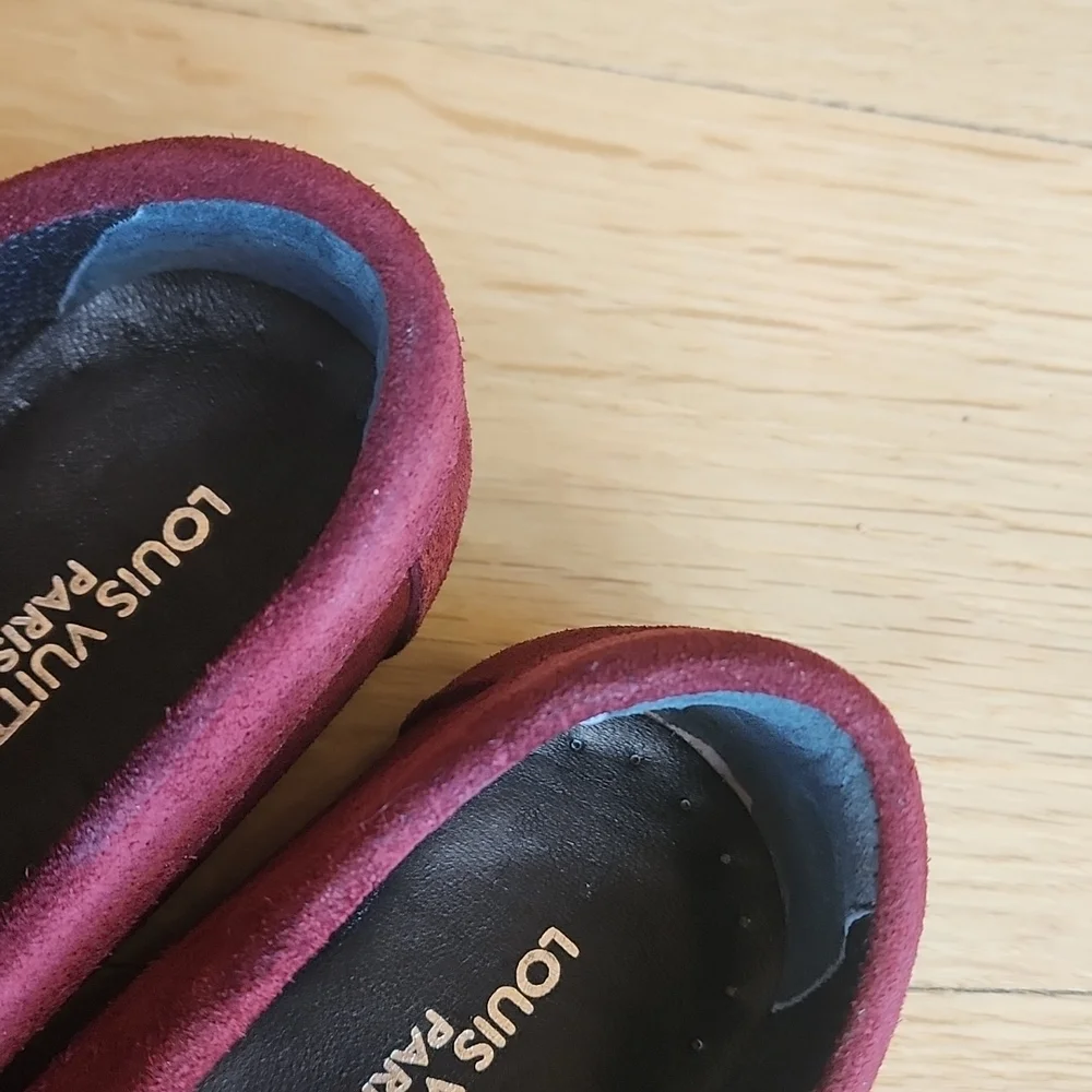 Louis Vuitton Boys Burgundy Suede Driving Loafers